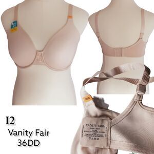 Vanity Fair Beauty Back Bra, Full Figure, Underwire Minimizer, Beige, Size 36DD